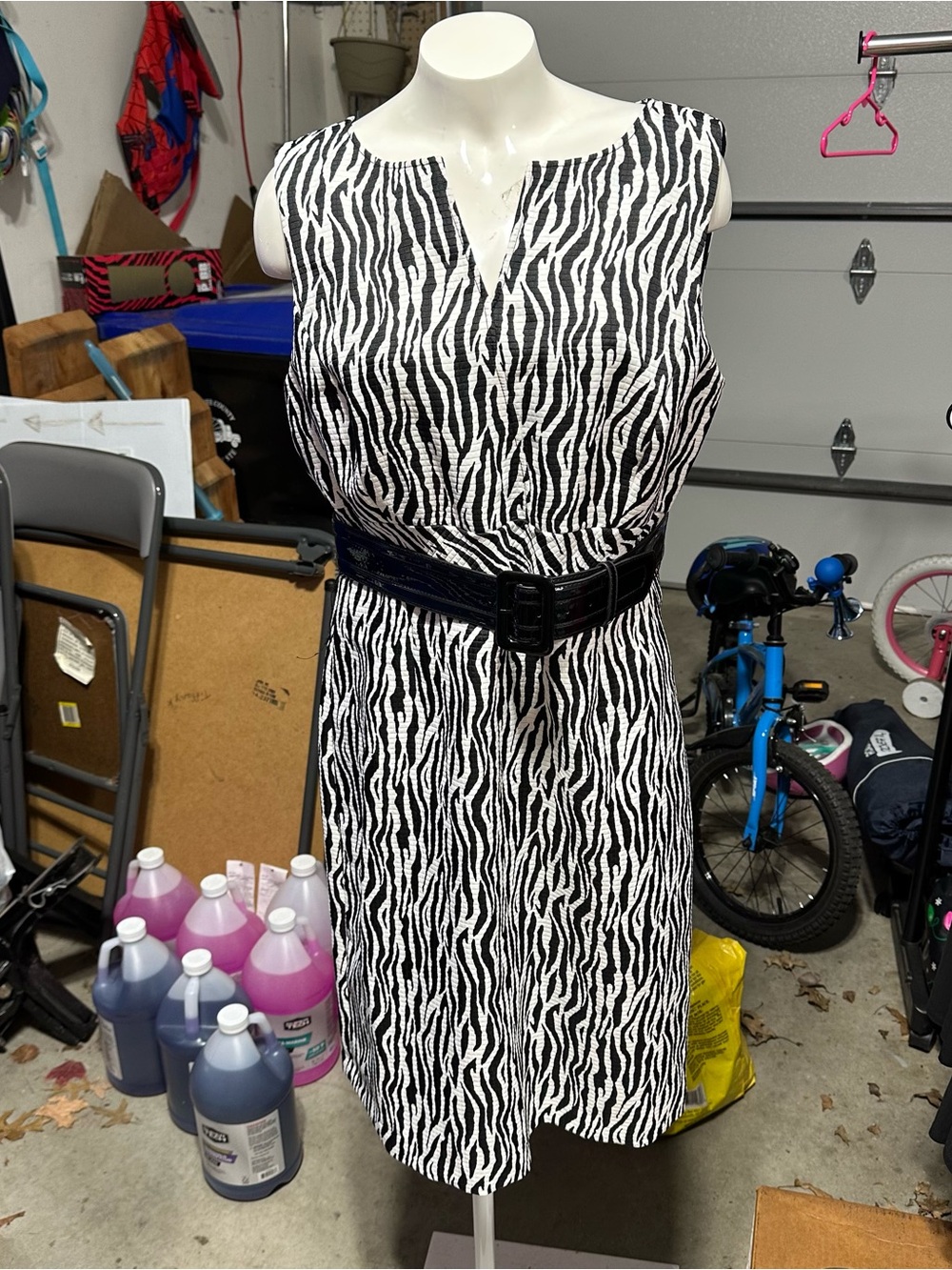 Alex Marie Black and White Zebra-Print Sleeveless Dress